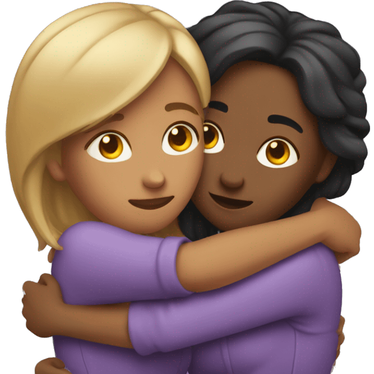 Lesbian hugging her girlfriend from behind emoji