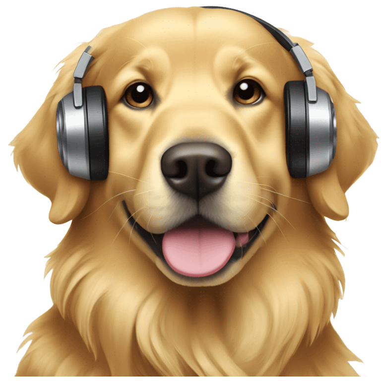 Golden retriever as a DJ emoji