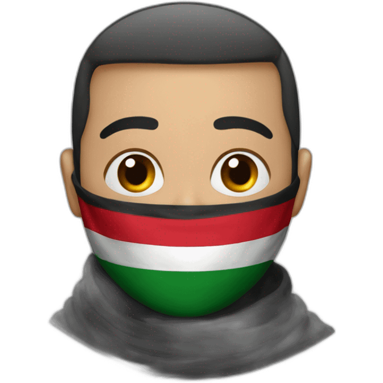 A Palestinian wearing a scarf with the Palestinian flag on his face  emoji