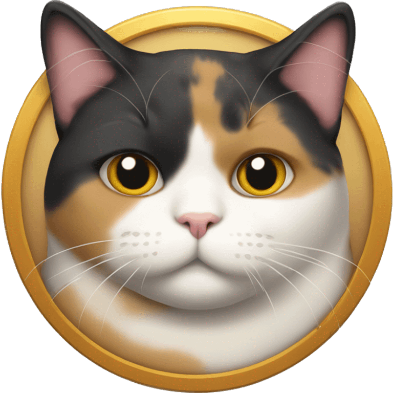 Fat calico cat with a shield  emoji