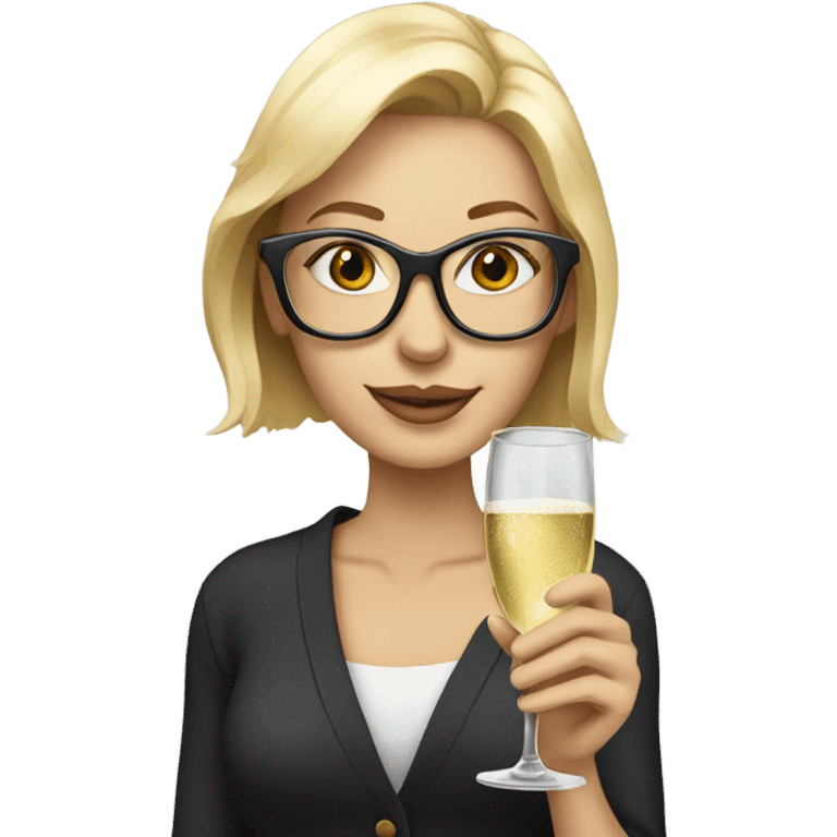 Blonde with glasses drinking champagne  emoji