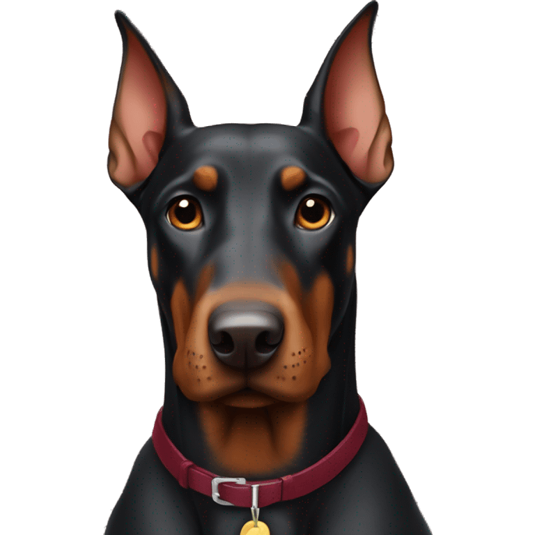 Doberman with burgundy collar emoji