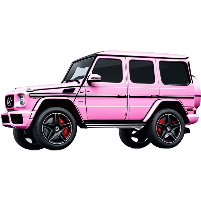 Mercedes-Benz G63 AMG in elegant light pink with black details, bold outlines, a glossy finish emoji