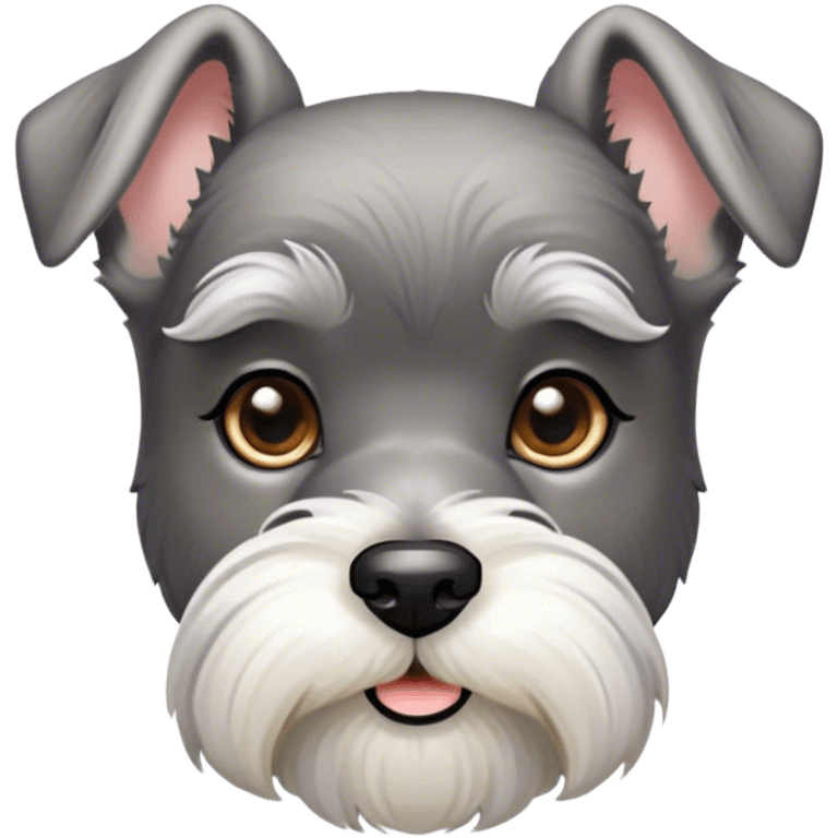 Cinematic Noble Miniature Schnauzer Portrait Emoji, Standing with a proud and stately demeanor, showcasing a sharply defined, salt-and-pepper fur with distinguished eyebrows and a confident, alert expression, simplified yet exquisitely detailed, glowing with a refined, dignified radiance, high shine, exuding intelligence and classic noble charm, soft glowing outline, capturing the essence of a noble Miniature Schnauzer that commands attention with effortless style! emoji