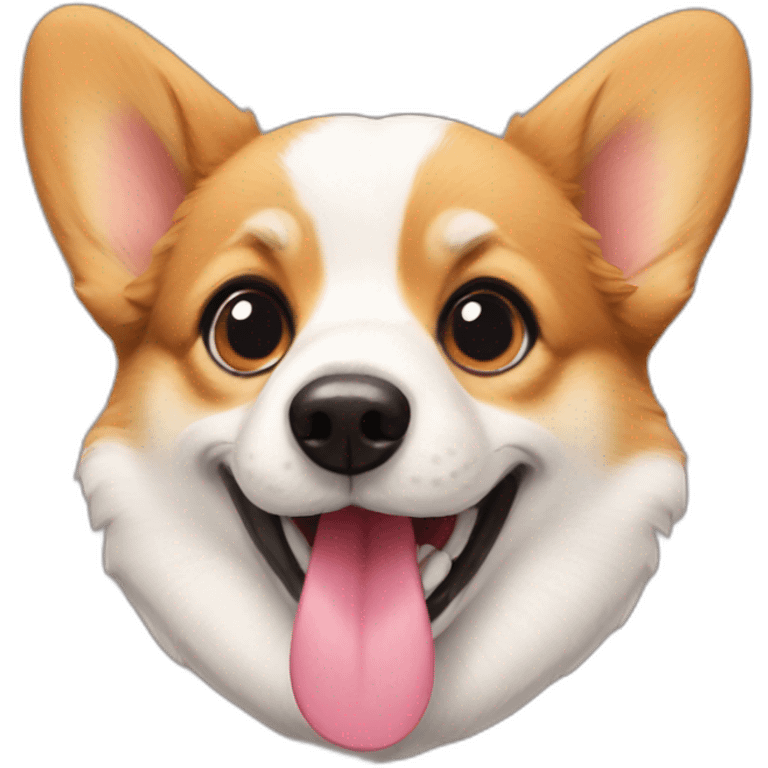 Cute corgi with his id in mouth emoji