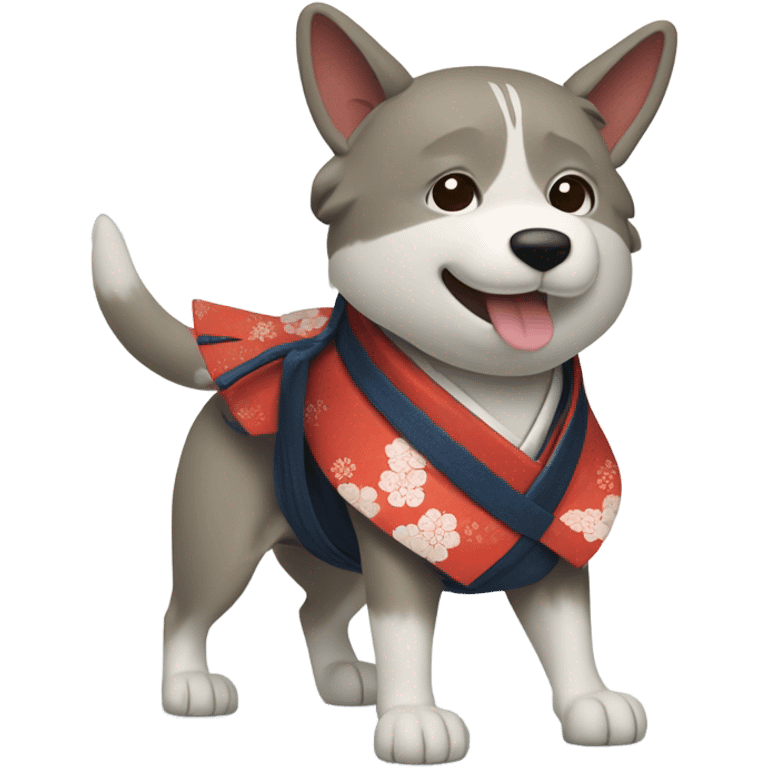 Japanese dog in samurai clothes skiing  emoji