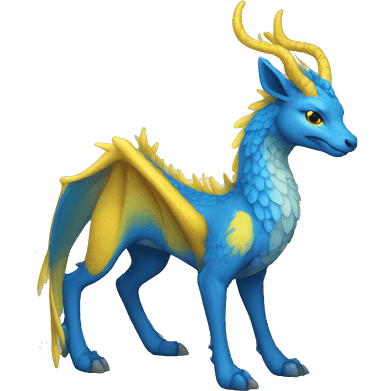 blue dragon deer hybrid with a yellow mane emoji