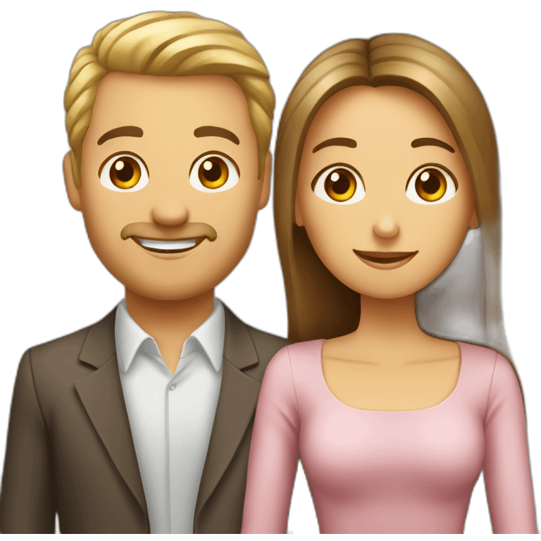 Homme blond et femme brune dans une boite emoji