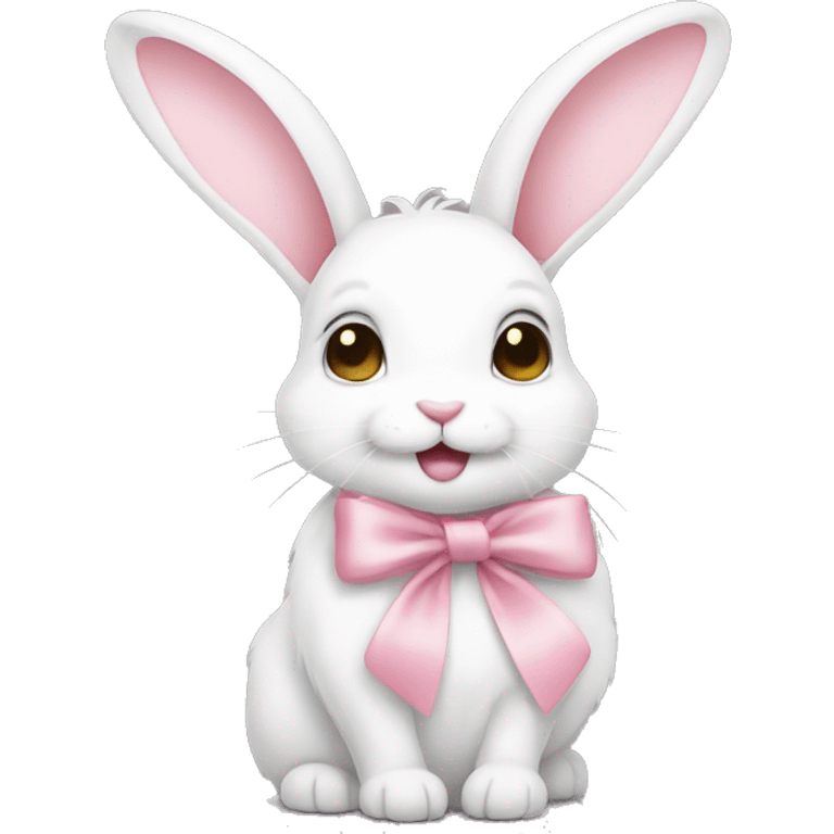 White rabbit and light pink bow emoji