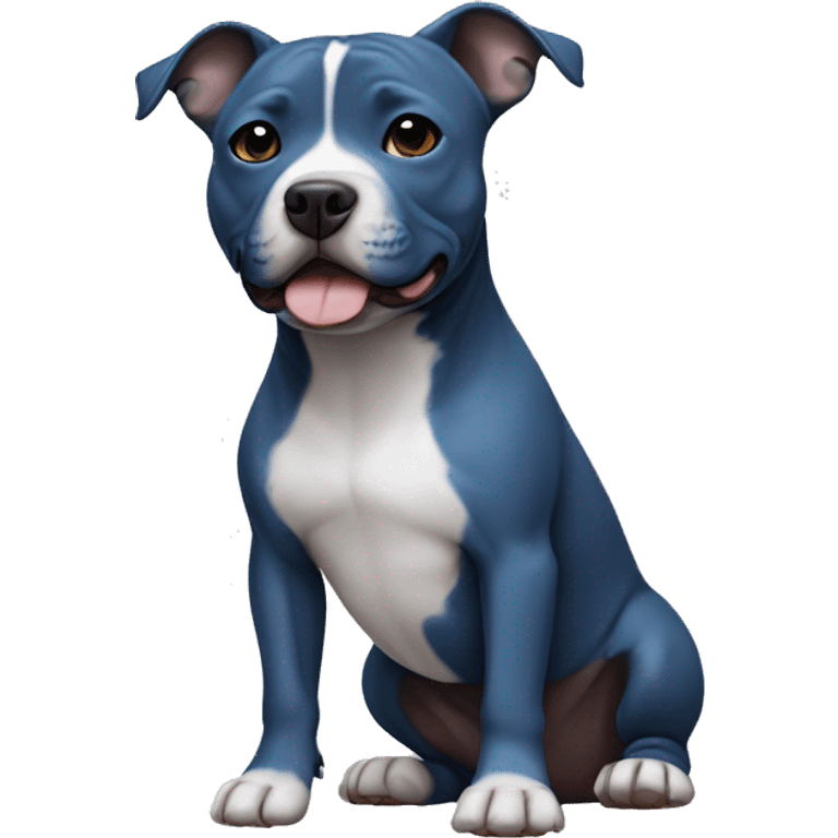 Small blue Staffordshire bull terrier with a white j on his chest emoji