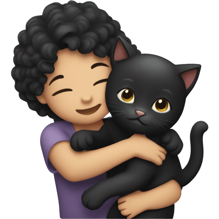 cute black kitten giving hugs emoji