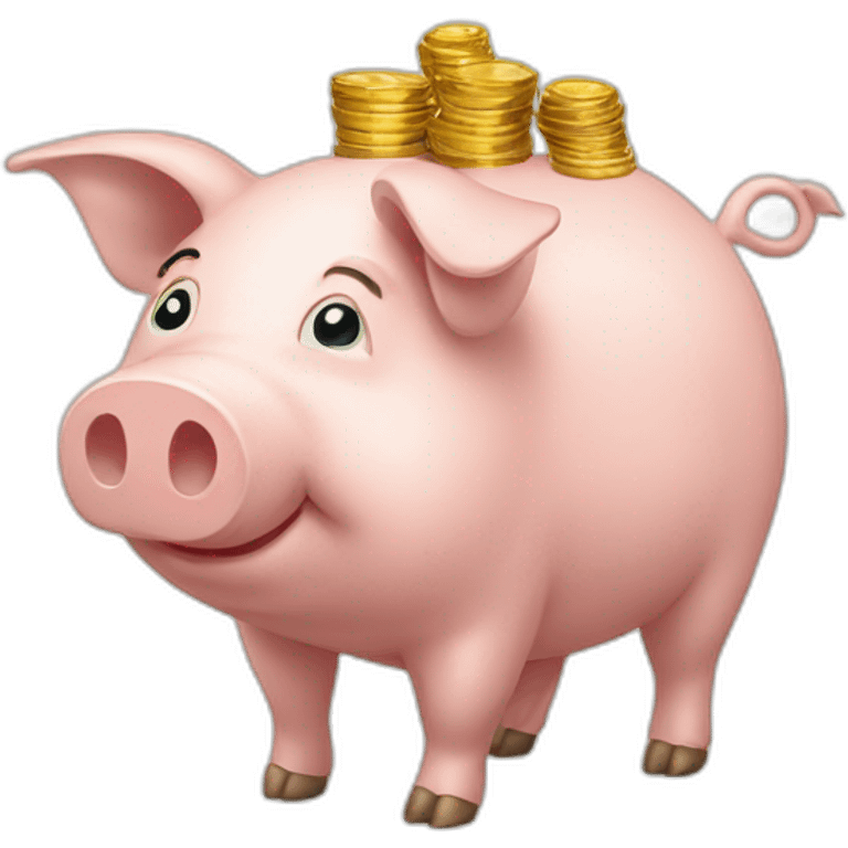 Pig with money and many gold emoji