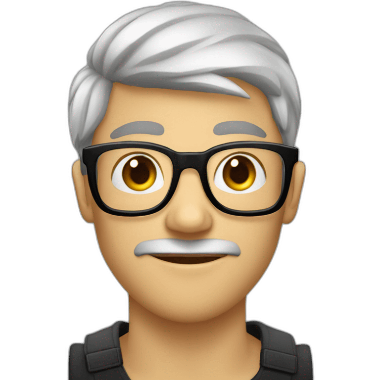 homme a lunettes yeux noirs cheveux noirs courts en pull et chemise emoji