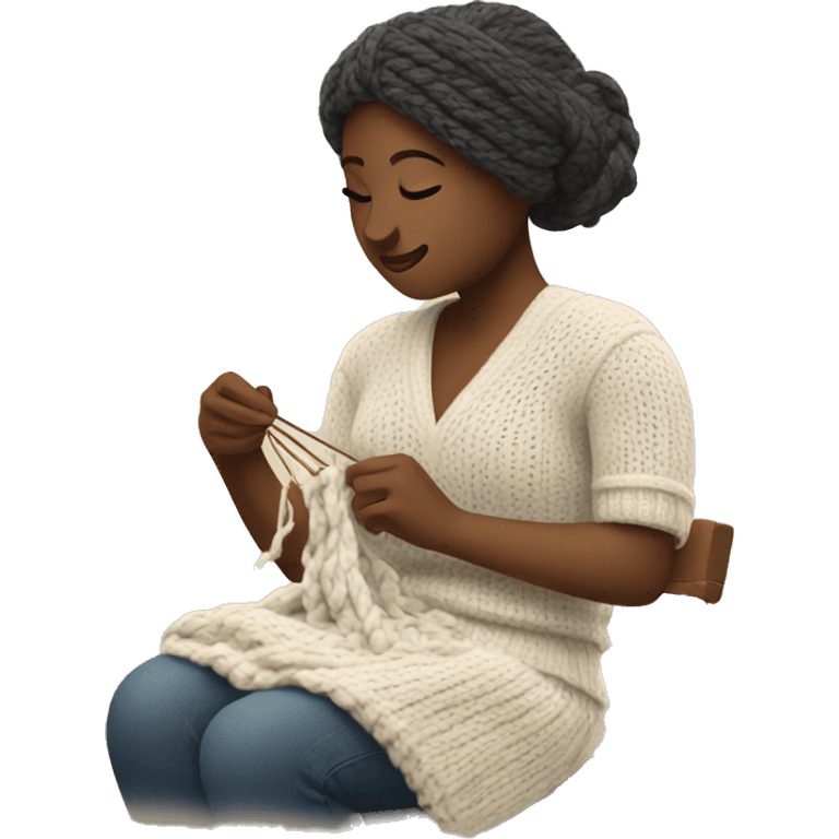 Woman knitting emoji