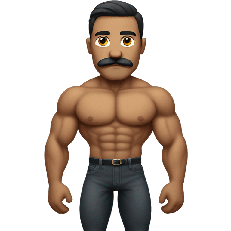 muscular man, mustache,full body emoji