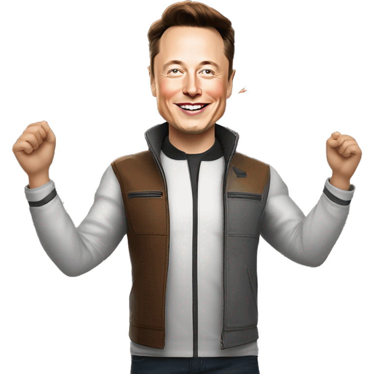 elon musk celebrate victory with rockets in the background emoji