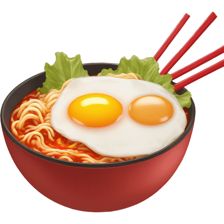 Spicy red ramen with a fried egg  emoji