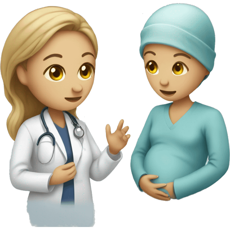 pregnant girl talking with doctor emoji