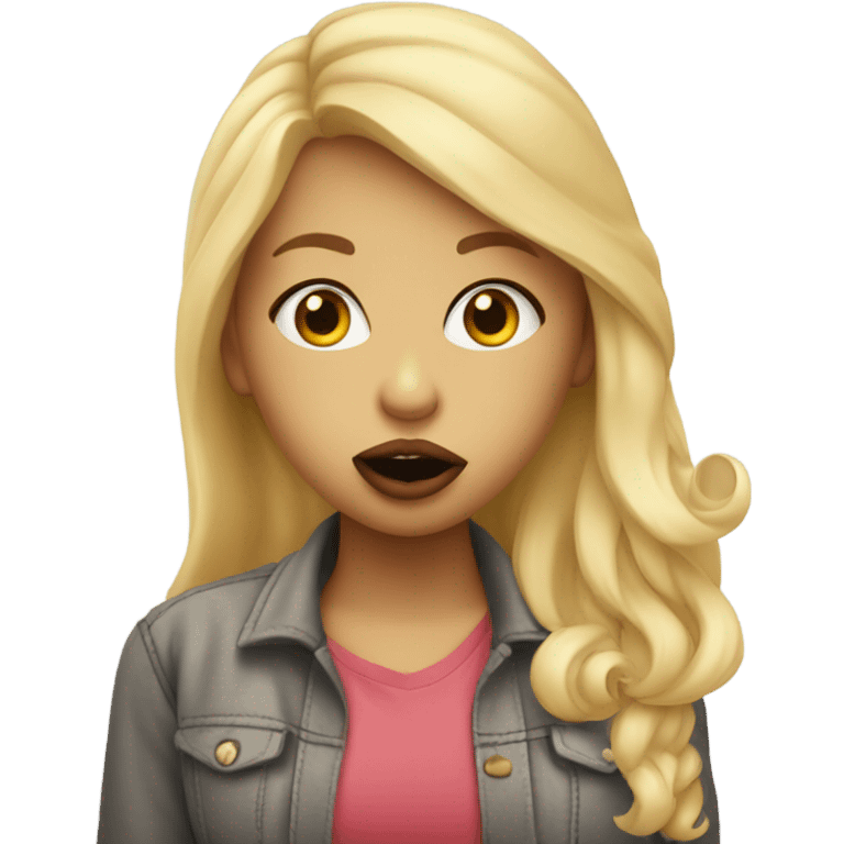 Blonde girl blowing a kiss emoji