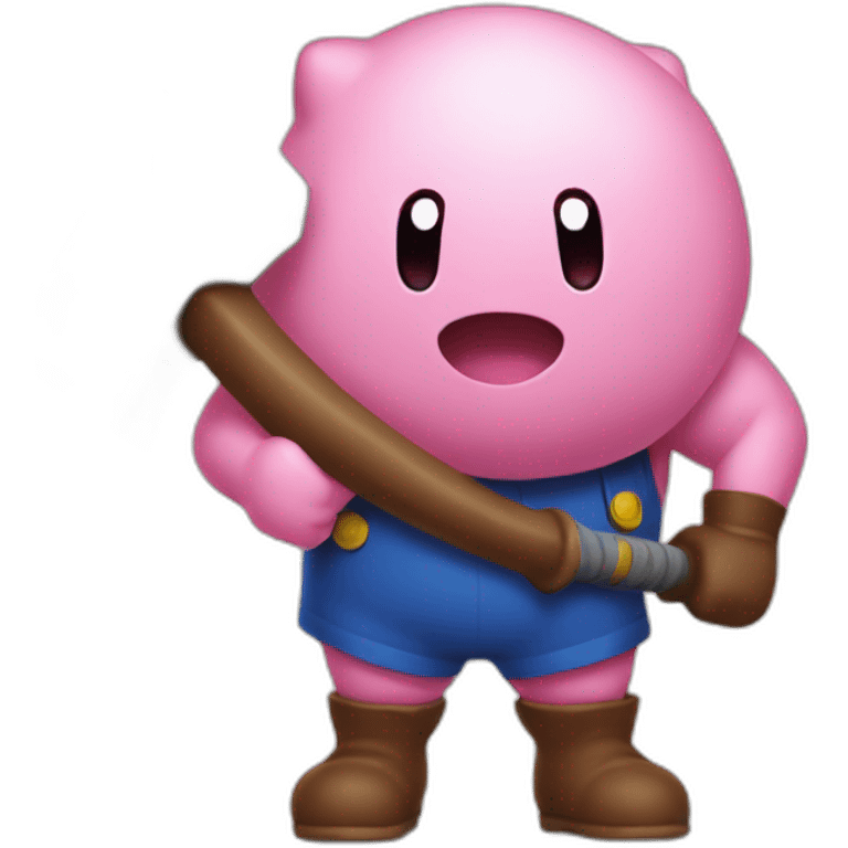 Kirby with a hammer emoji