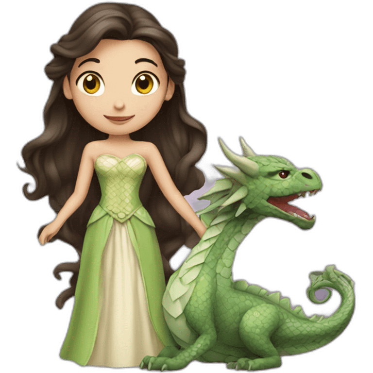 Brunette princess with dragon emoji