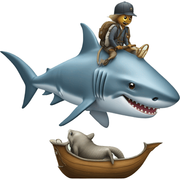 shark riding an elefant emoji