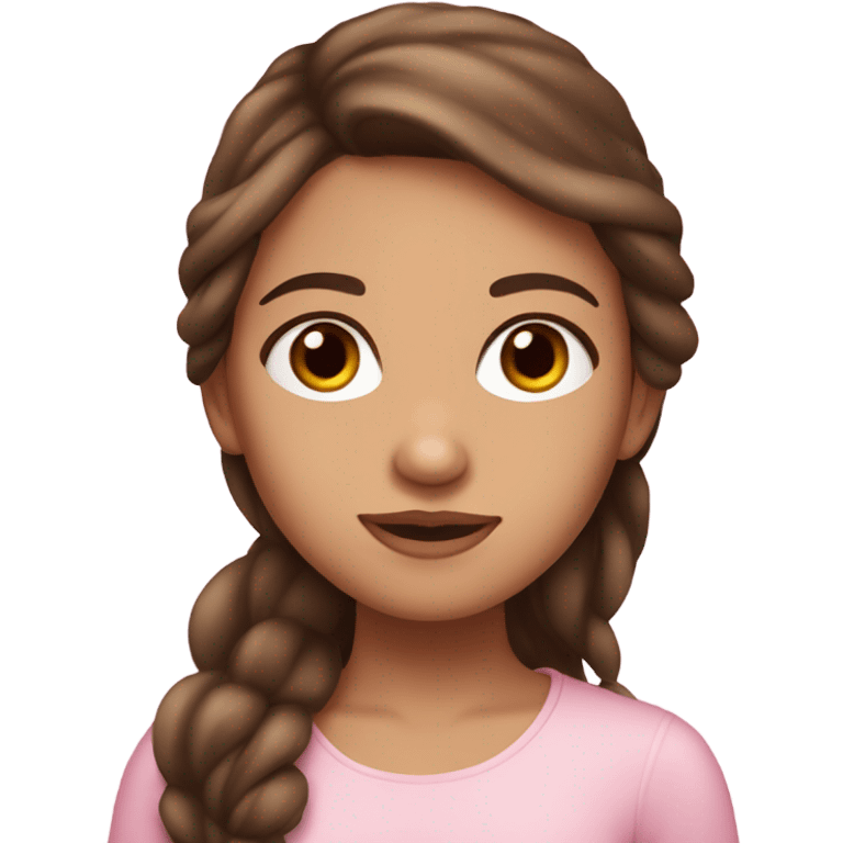 pink Parisian brunette girl long hair and brown eyes emoji