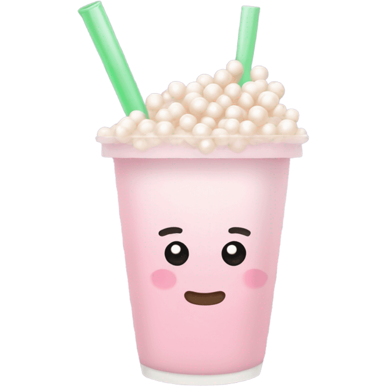 Light pastel pink boba drink emoji