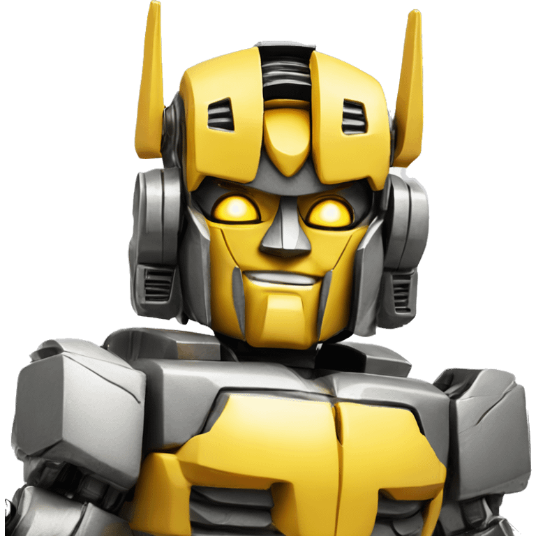 transformer thumbs up, make the transformer all yellow. Close up from the torso up emoji