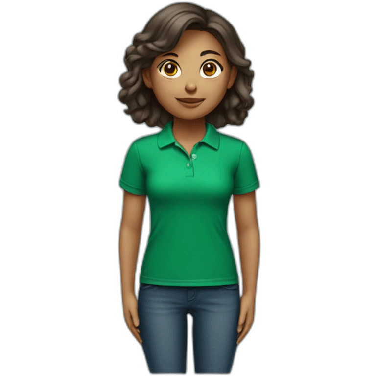 a girl in a green polo t-shirt emoji