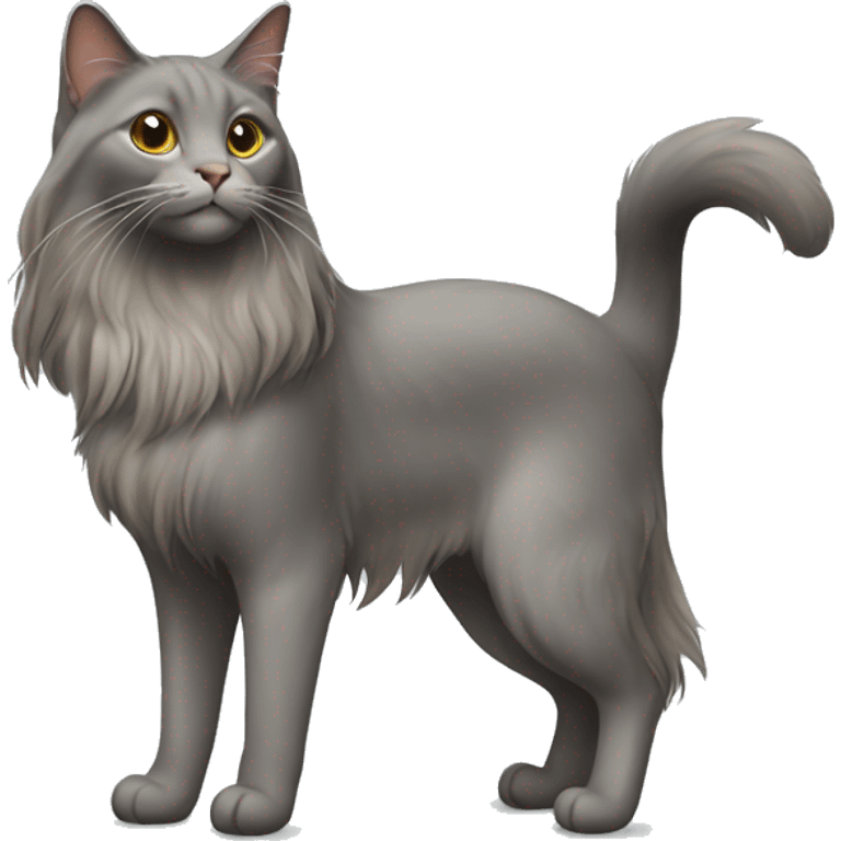 long-haired gray-brown cat standing emoji