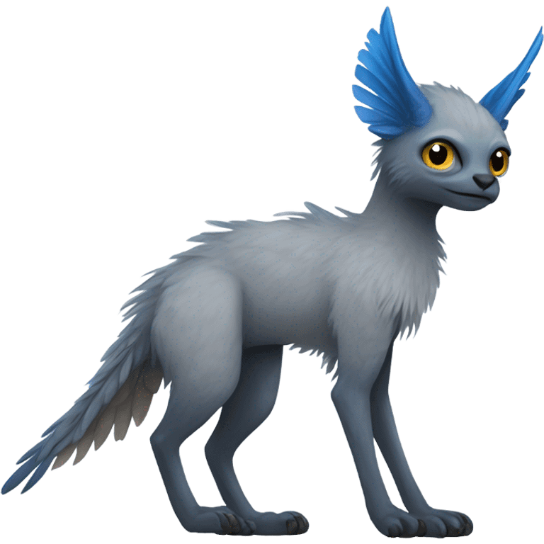 Trico The Last Guardian Quadrupedal Creature With Blue Horns, Grey feather Wings, And long tufted tail emoji