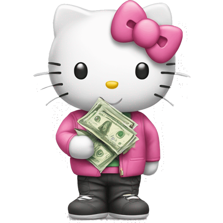 hello kitty with money emoji