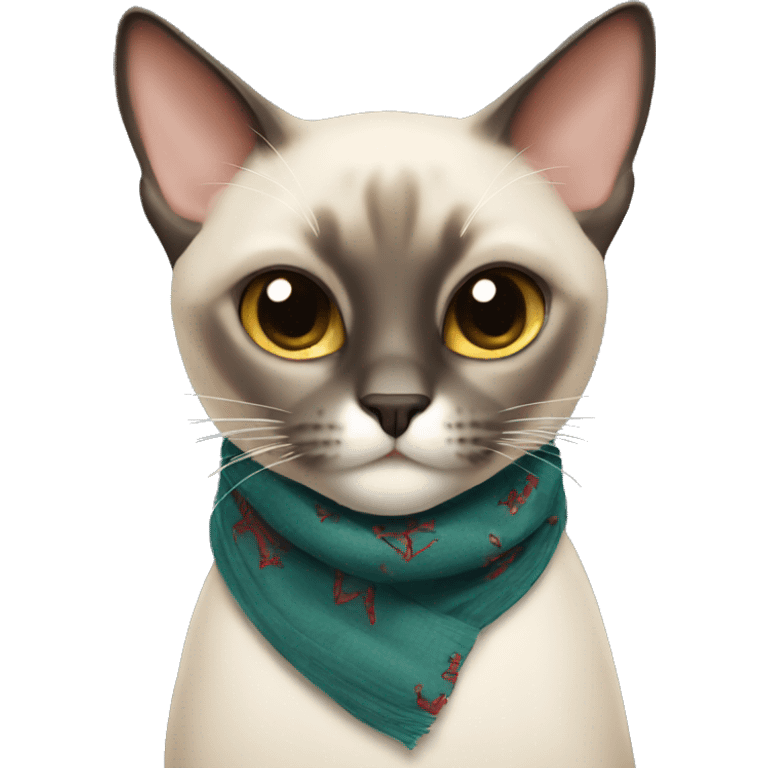 siamese cat with punk scarf emoji