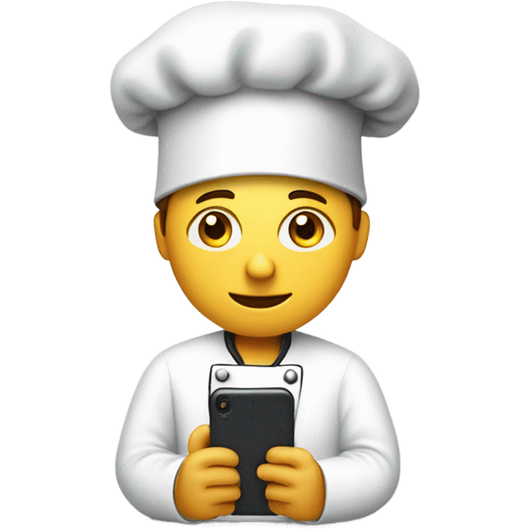 person with chefs hat scrolling through phone emoji