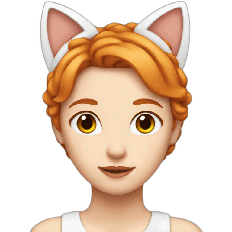 white redhead girl with cat ears emoji