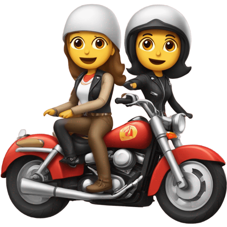 Chica pelirroja y chico en moto emoji