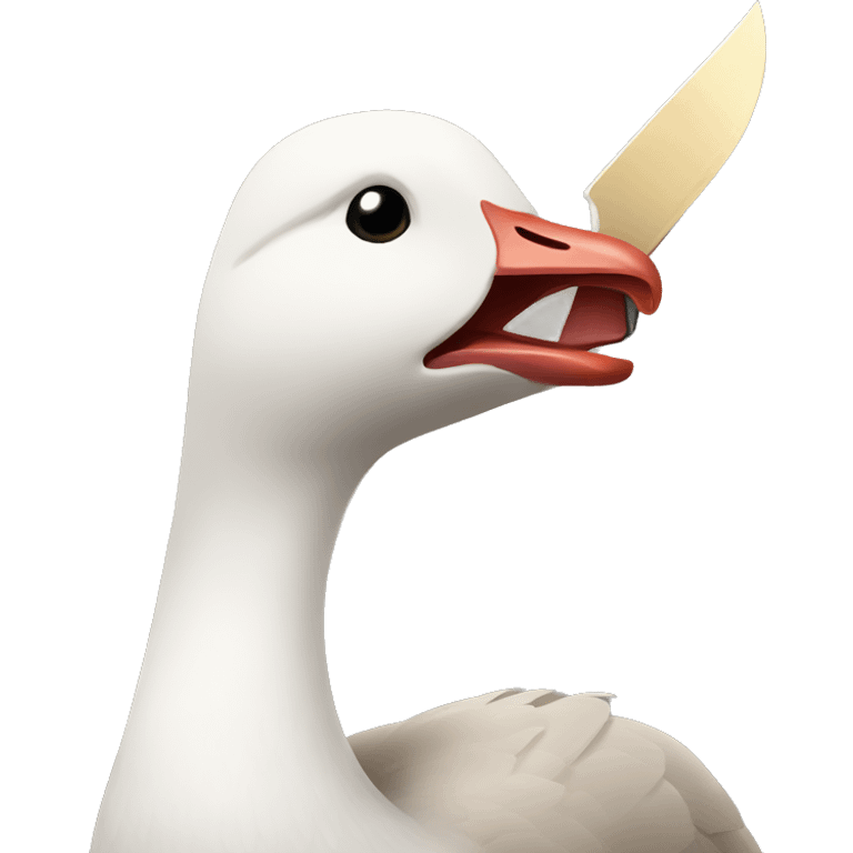 Goose holding a knife in its mouth emoji