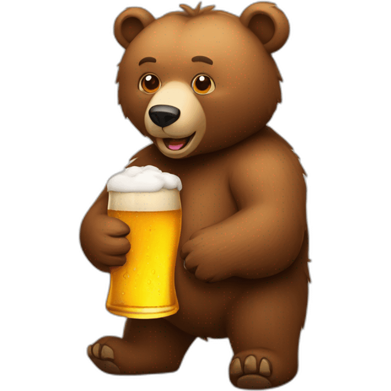 Bear with a bottle of beer emoji