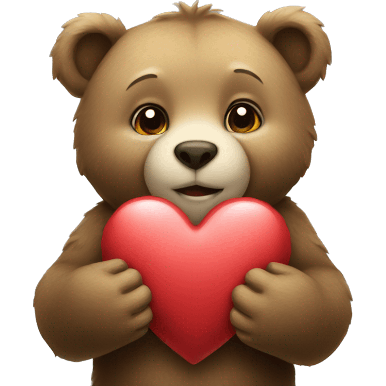 Bear cub holding a heart emoji