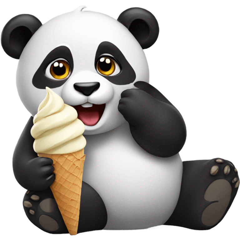 Panda eating ice cream emoji