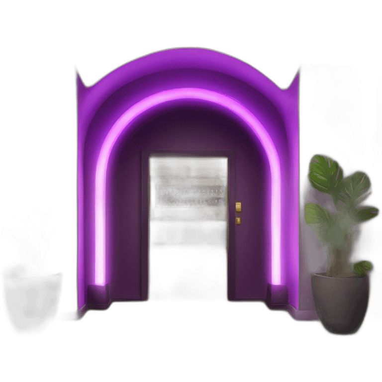 Bar entrance with 3 purple LED arch lights from larger to smaller leading down the hall inside  emoji