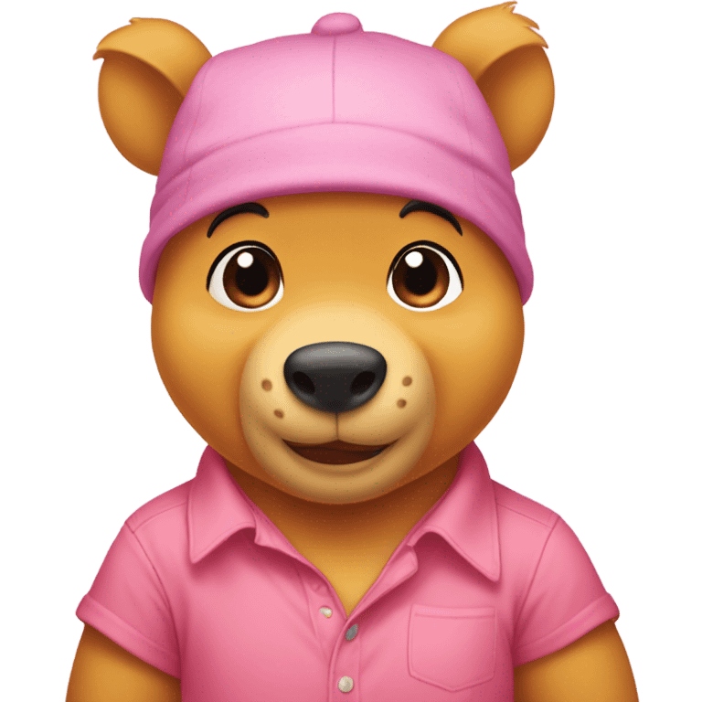 winnie the pooh wearing a pink shirt emoji