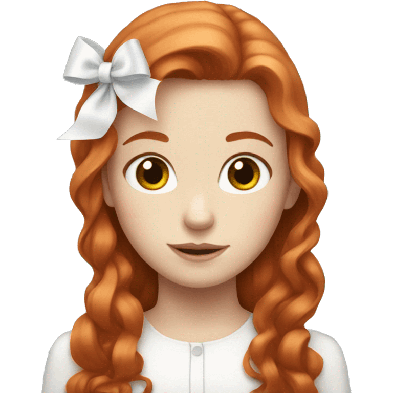 Red-haired girl with long hair and a white bow in hair with pale skin emoji