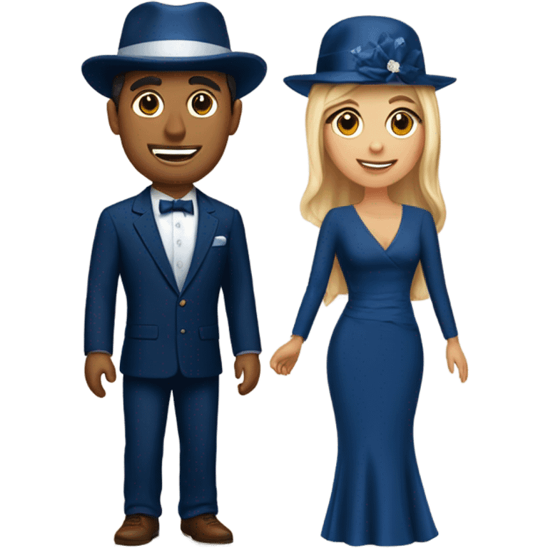 Puerto rican beard short hair with blue hat and navy blue suit getting Married with blond long hair girl  emoji