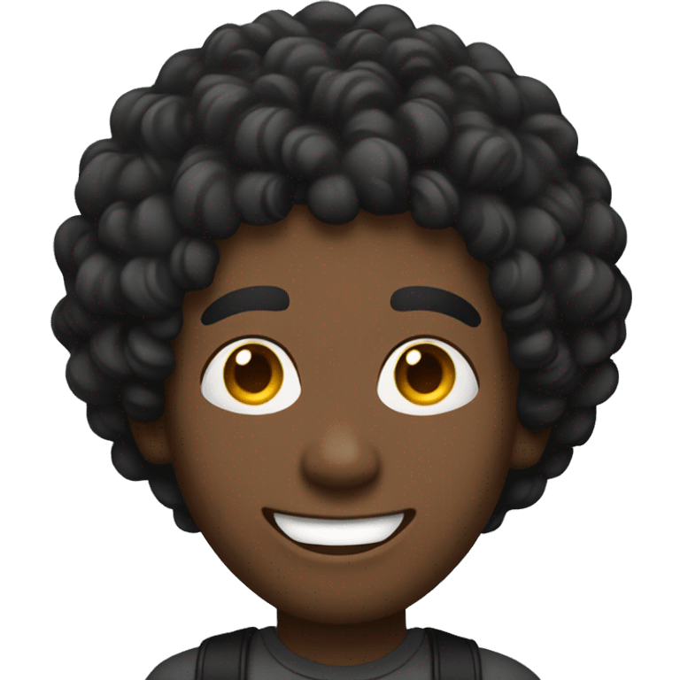 Black curl hair guy listening to music and smiling emoji