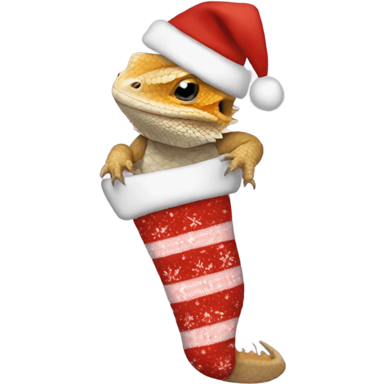 A bearded dragon in a stocking emoji