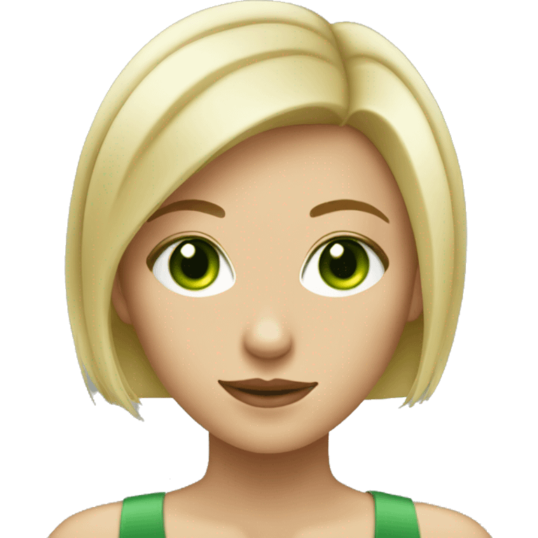 pretty blonde girl with green eyes and short haircut emoji