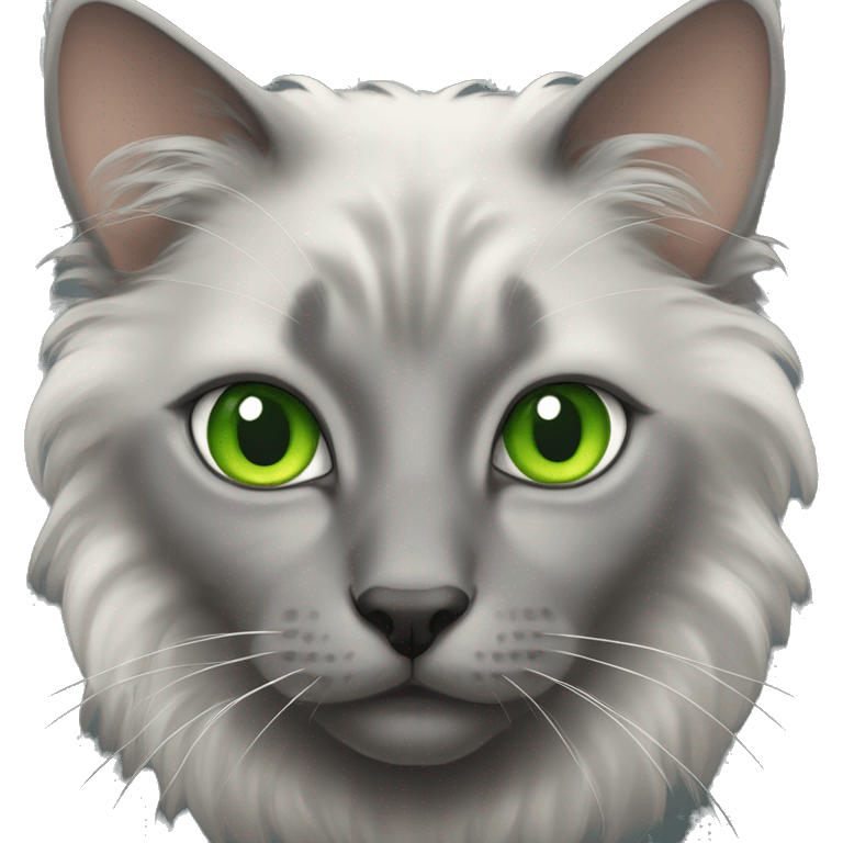 A Nebelung cat with green eyes emoji