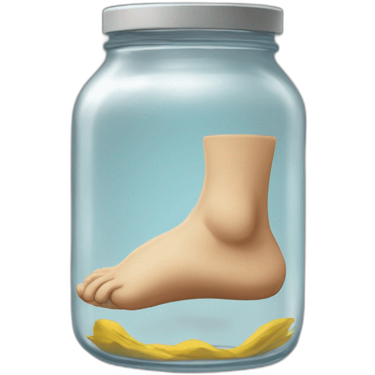 an empty transparent jar on the floor between two human feet,-inside,-in-the-jar,-unsafe,safe emoji